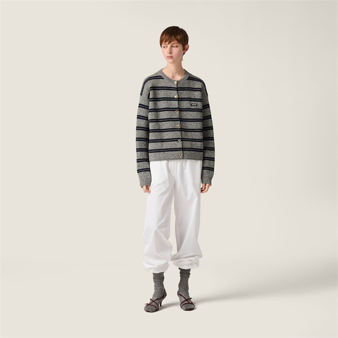 9A+ quality miu miu grey and navy striped knit cardigan